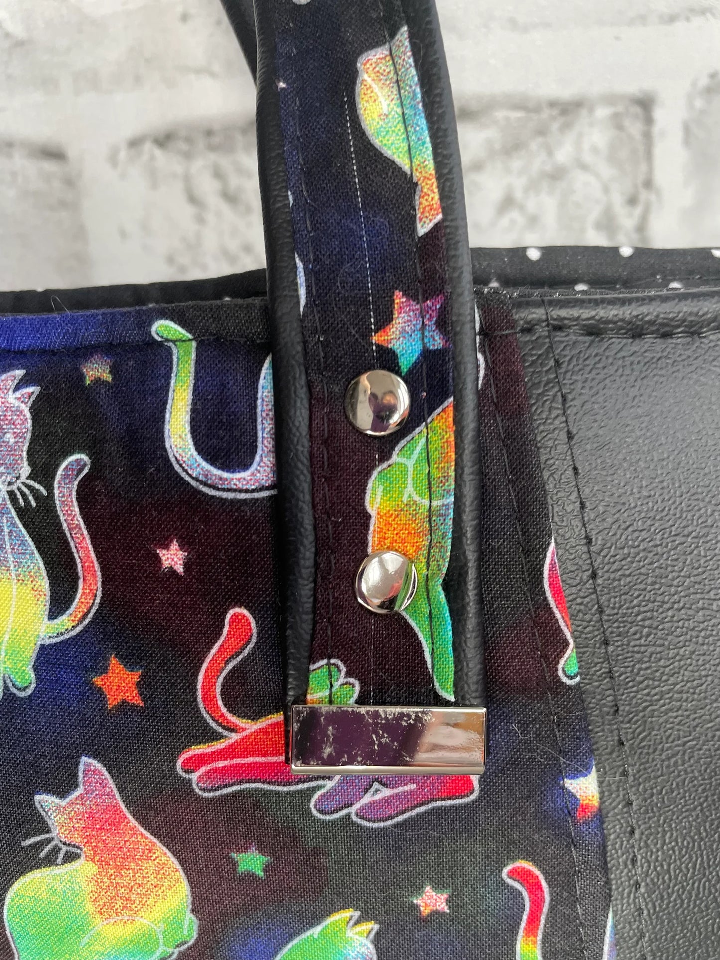 Black and Rainbow Cat Tote Bag