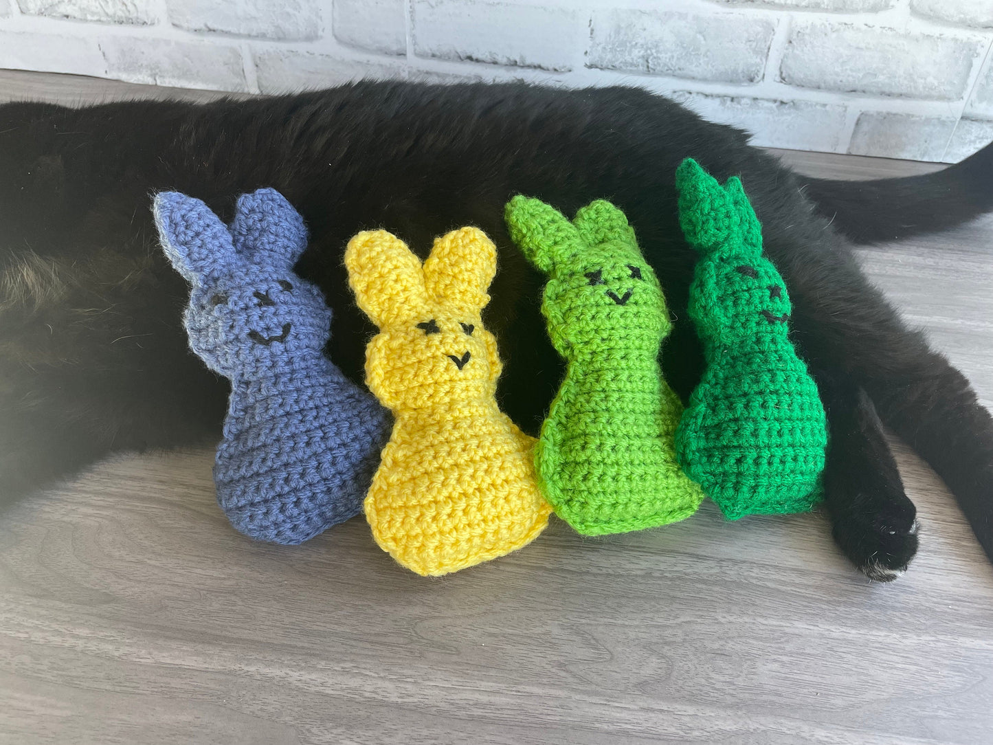 Crocheted rabbit cat toy